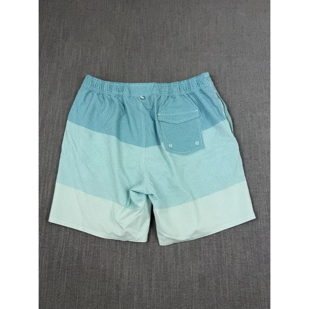 Johnnie-O Swim Trunks Men’s Medium Blue Ombre Board Shorts Mesh Lined Surf